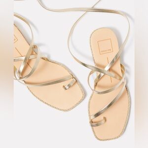 Dolce Vita Metallic Gold Strappy Flat Sandals